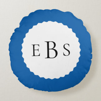 Almofada Redonda Travesseiro Real Azul Monograma Redondo