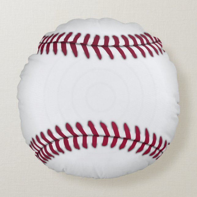 Almofada Redonda Travesseiro Red and White Baseball (Frente)