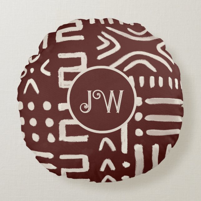 Almofada Redonda Travesseiro redondo africano de lama (Frente)