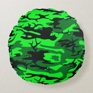 Almofada Redonda Travesseiro redondo alienígena Verde Camo