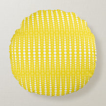 Travesseiro Redondo Amarelo e Branco de Bolinhas