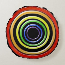 Almofada Redonda Travesseiro redondo - Anéis em cores arco-íris