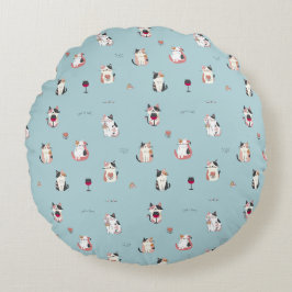 Almofada Redonda Travesseiro redondo Cat & Wine: divertido e Quirky