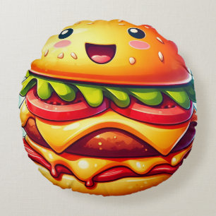 Almofada Redonda Travesseiro Redondo Cheeseburger - Whimsical