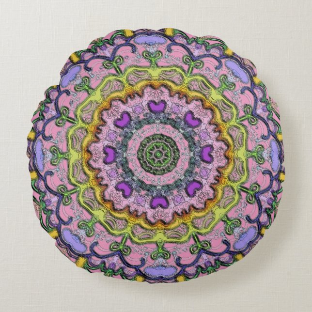 Almofada Redonda Travesseiro redondo clássico e tradicional, roxo e (Frente)