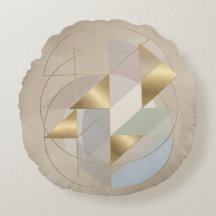 Travesseiro Redondo com Acento Dourado Abstrato | 
