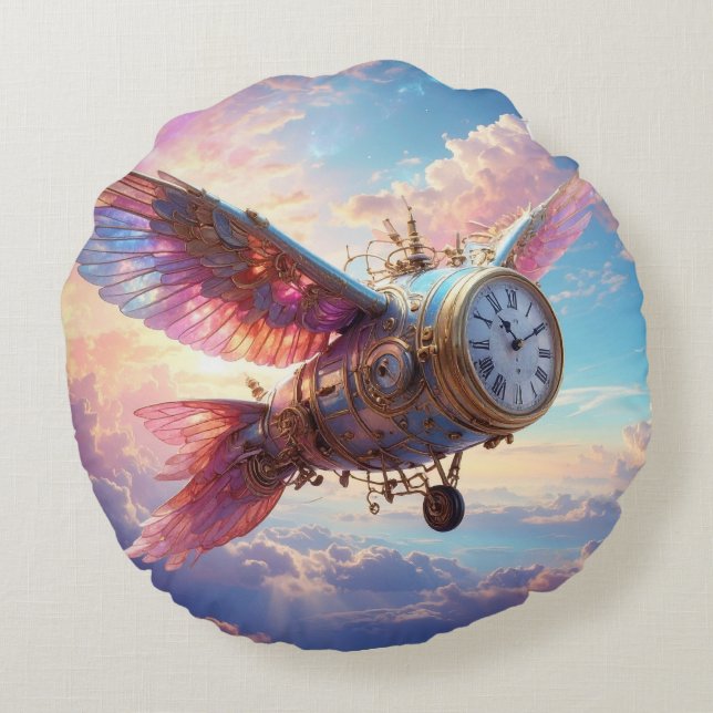 Almofada Redonda Travesseiro redondo com asa fantástica com face do (Verso)