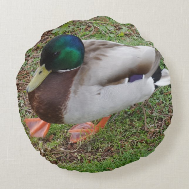 Almofada Redonda Travesseiro redondo com cabeça verde (Verso)