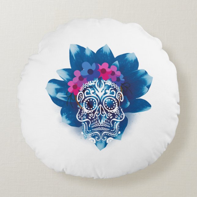 Almofada Redonda Travesseiro redondo com design "Doce Psicopata" (Frente)