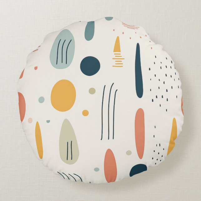 Almofada Redonda Travesseiro redondo com estilo Abstrato boho minim (Verso)
