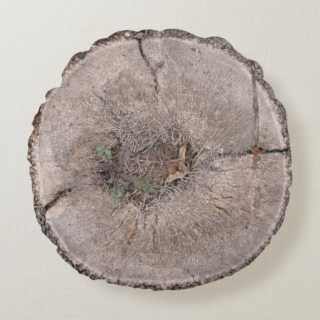 Almofada Redonda Travesseiro redondo com Latido de árvore de palma  (Frente)