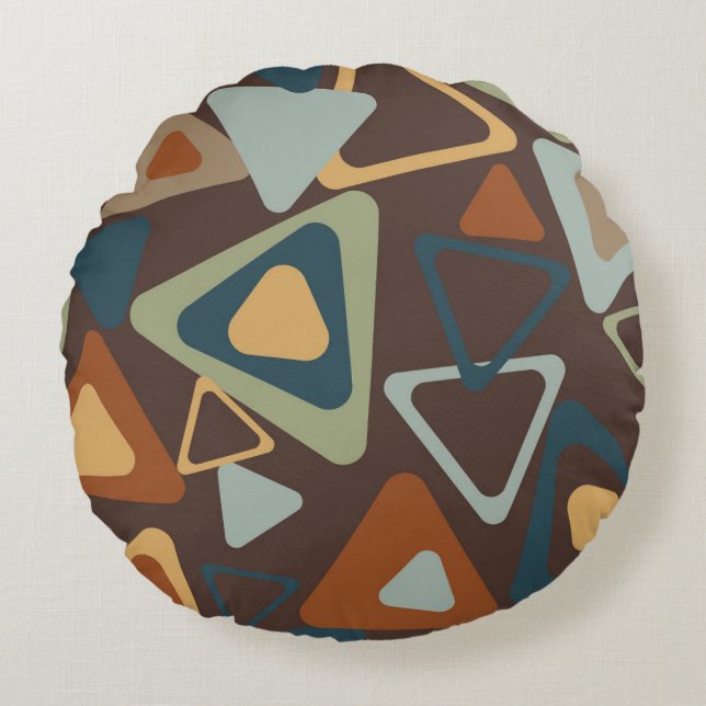 Almofada Redonda Travesseiro redondo com triângulos modernos de Mei (Frente)