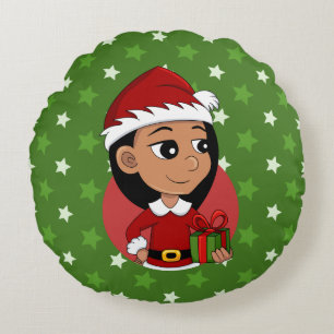 Almofada Redonda Travesseiro redondo da menina de Natal