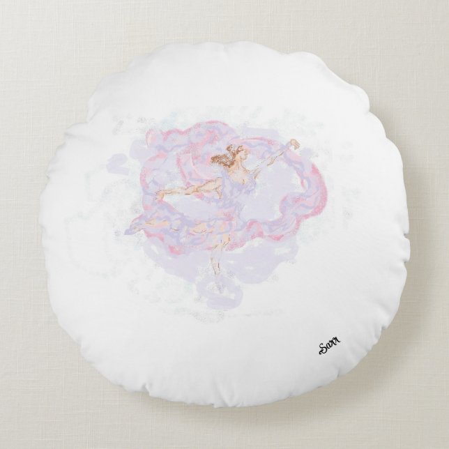 Almofada Redonda Travesseiro Redondo: Dança Dentro Dos Ventos (Frente)