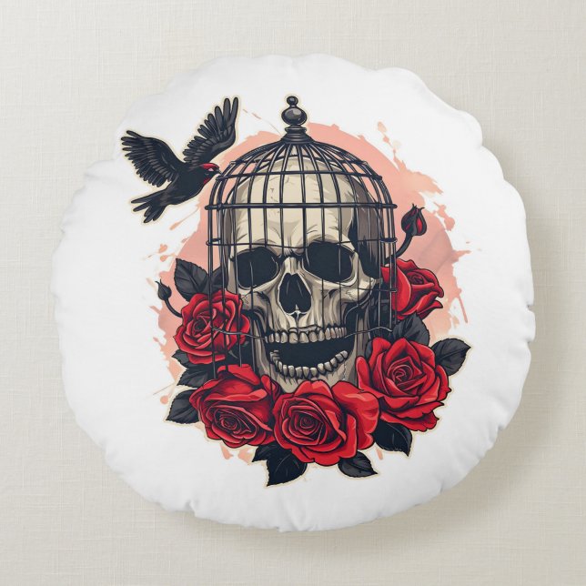 Almofada Redonda Travesseiro redondo de açúcar do Halloween (Frente)