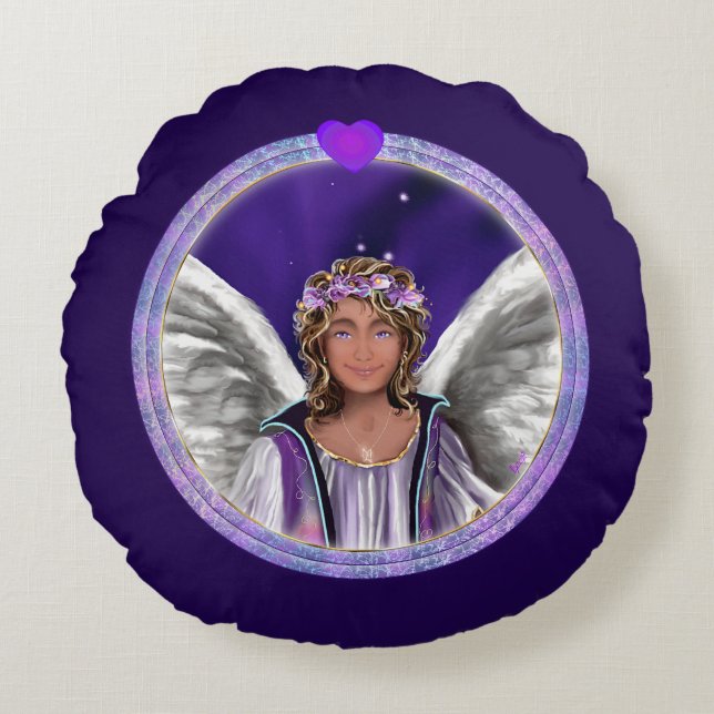 Almofada Redonda Travesseiro redondo de almas roxas (Frente)