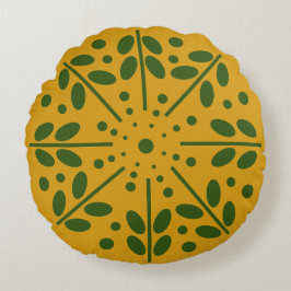Almofada Redonda Travesseiro Redondo de Arte Foliar Amarelo Escandi