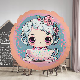 Almofada Redonda Travesseiro redondo de boneca de chá