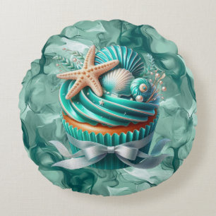 Almofada Redonda Travesseiro Redondo de Cupcake de Concha Tropical