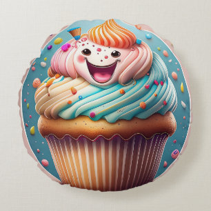 Almofada Redonda Travesseiro redondo de Cupcake de desenho animado 