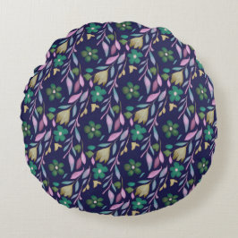 Almofada Redonda Travesseiro redondo de flores da meia-noite