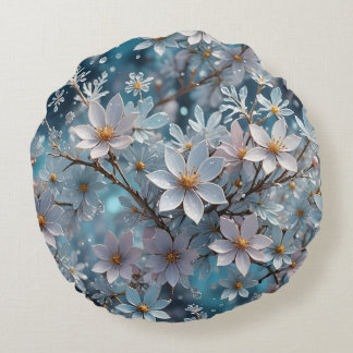 Almofada Redonda Travesseiro Redondo de Flores Sakura, Frost Frost,