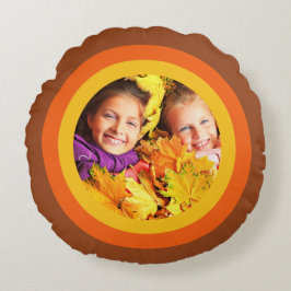 Almofada Redonda Travesseiro redondo de fotos marrom-laranja dos an