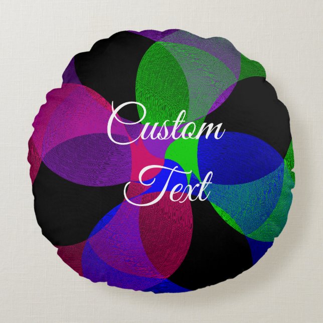 Almofada Redonda Travesseiro redondo de fusão geométrica de várias  (Frente)