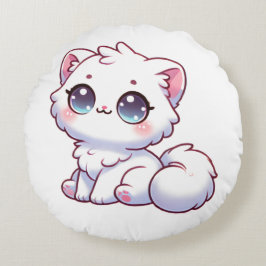 Almofada Redonda Travesseiro Redondo de Gatinho Fofinho Kawaii