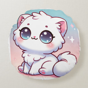 Almofada Redonda Travesseiro redondo de Gato Kawaii