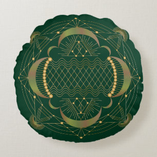 Almofada Redonda Travesseiro Redondo de Heart Chakra Shadow Mandala