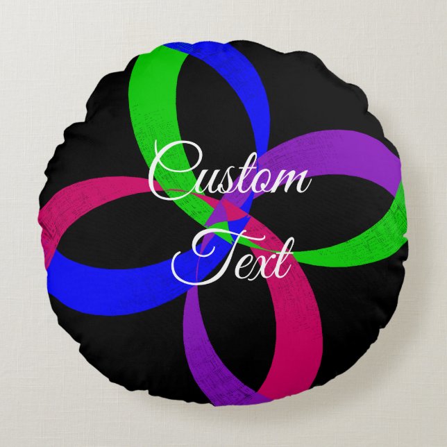 Almofada Redonda travesseiro redondo de intercâmbio em círculo geom (Frente)