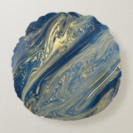 Almofada Redonda Travesseiro redondo, de metal azul e ouro