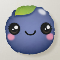 Travesseiro redondo de mirtilo Kawaii