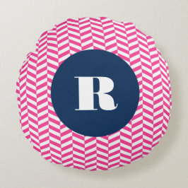 Almofada Redonda Travesseiro redondo de monograma com padrão de oss