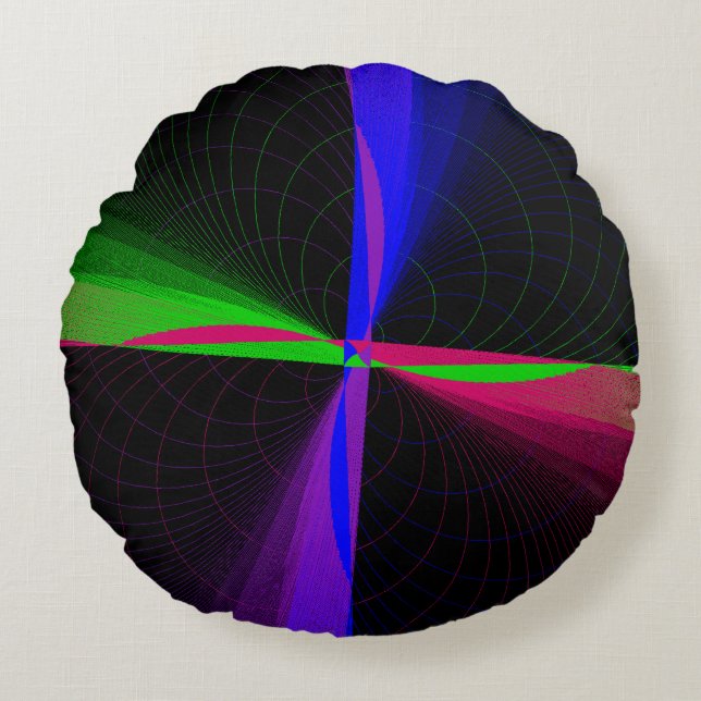 Almofada Redonda Travesseiro redondo de onda geométrica de quatro v (Frente)