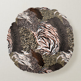 Almofada Redonda Travesseiro redondo de padrão de impressão animal