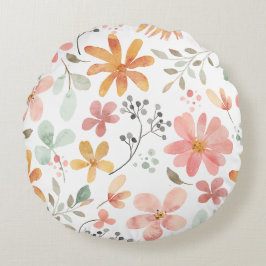 Almofada Redonda Travesseiro Redondo De Ponta Impresso Floral
