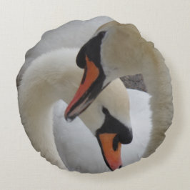 Almofada Redonda Travesseiro Redondo de Swans Brancos