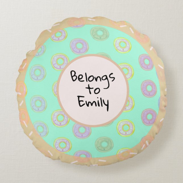 Almofada Redonda Travesseiro redondo de toque da Rosquinha verde da (Frente)