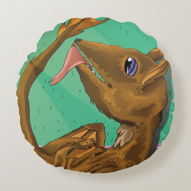 Almofada Redonda Travesseiro redondo do dragão peludo (Frente)