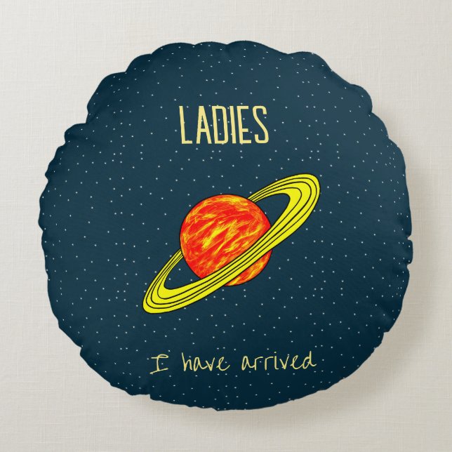 Almofada Redonda Travesseiro redondo do planeta Saturno (Frente)