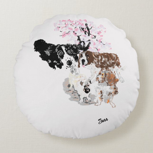 Almofada Redonda Travesseiro redondo: É um Cachorro, Mundo Canino (Frente)