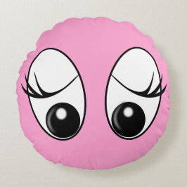Almofada Redonda Travesseiro Redondo Engraçado Rosa com Olhos Surpr