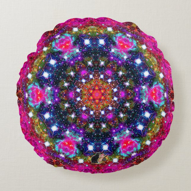 Almofada Redonda Travesseiro redondo estelar atmosférico Kaleid (Frente)