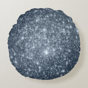 Almofada Redonda Travesseiro Redondo Estrelas Azul Aço Escuro