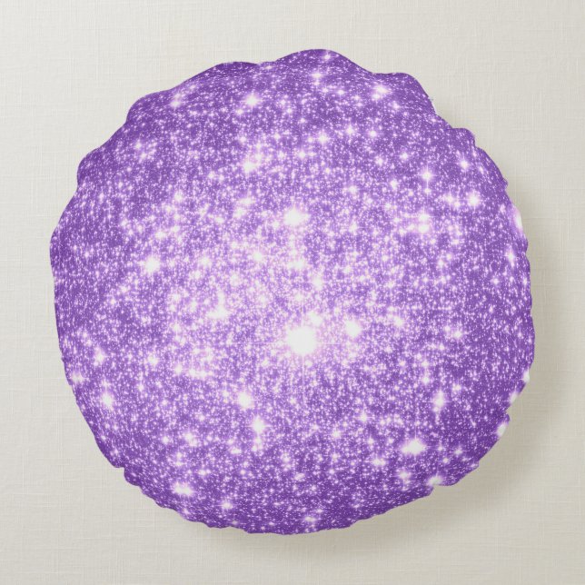Almofada Redonda Travesseiro Redondo Estrelas de Lavanda (Verso)