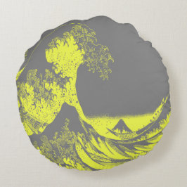 Almofada Redonda Travesseiro redondo Excelente Wave Yellow & Cinza