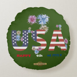 Almofada Redonda travesseiro redondo "FELIZ 4 DE JULHO"