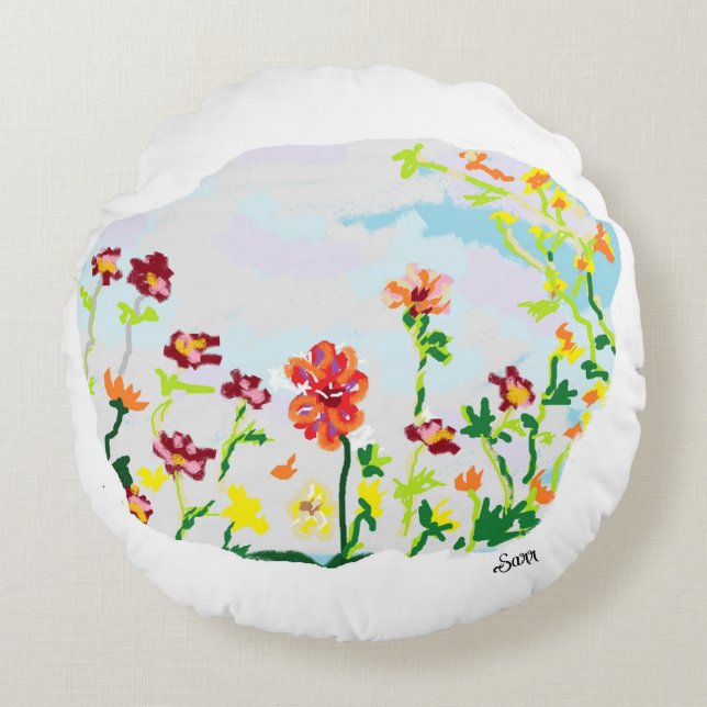 Almofada Redonda Travesseiro redondo: Flor selvagem (Frente)